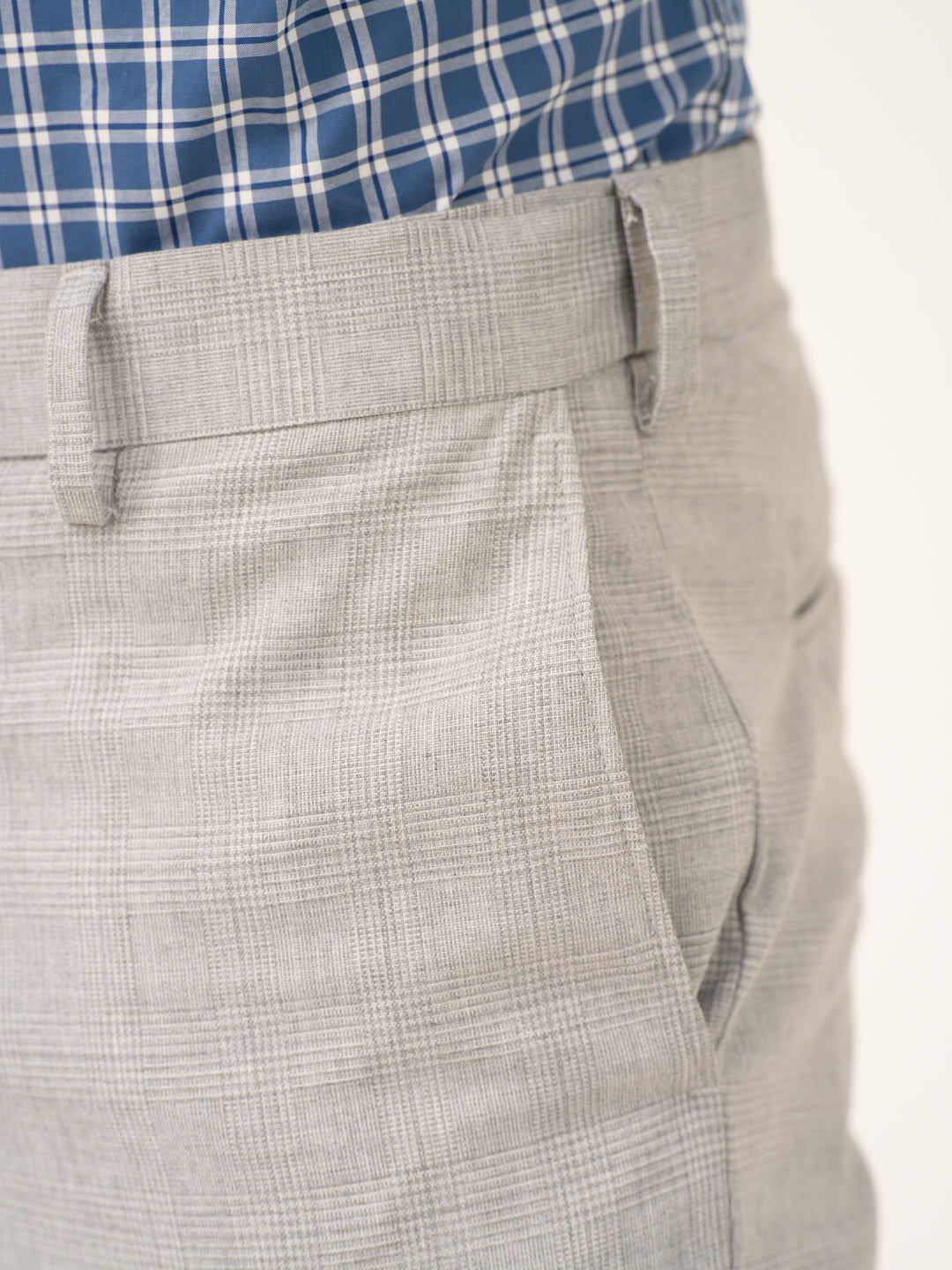 Moonlit Grey Checks Stretch Formal Pants