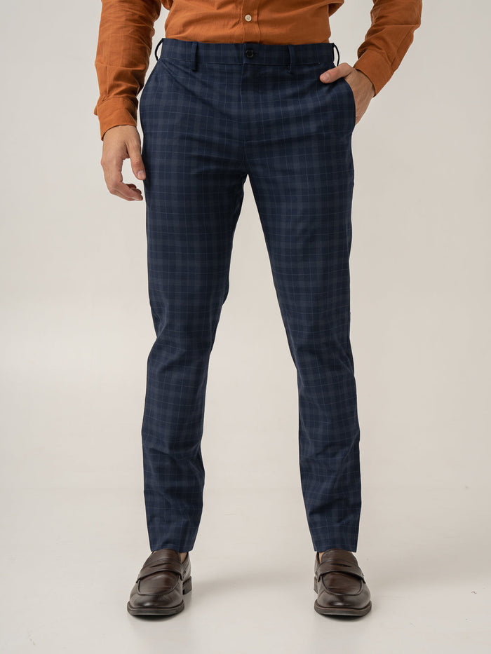 Starling Navy Checks Formal Pants