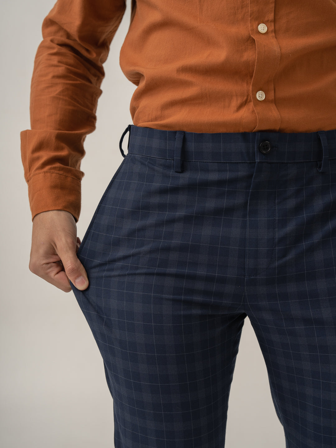 Starling Navy Checks Formal Pants