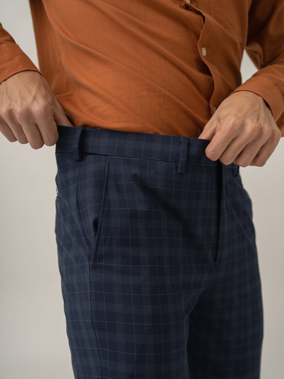 Starling Navy Checks Formal Pants