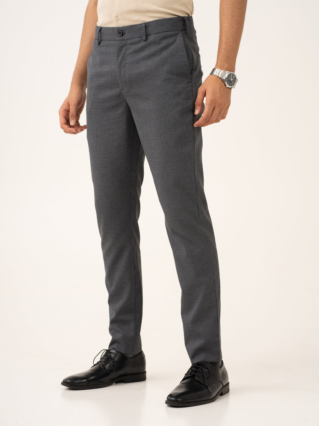 Titan Grey Houndstooth Stretch Formal Pants