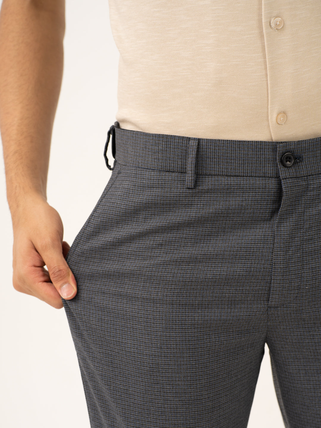Titan Grey Houndstooth Stretch Formal Pants