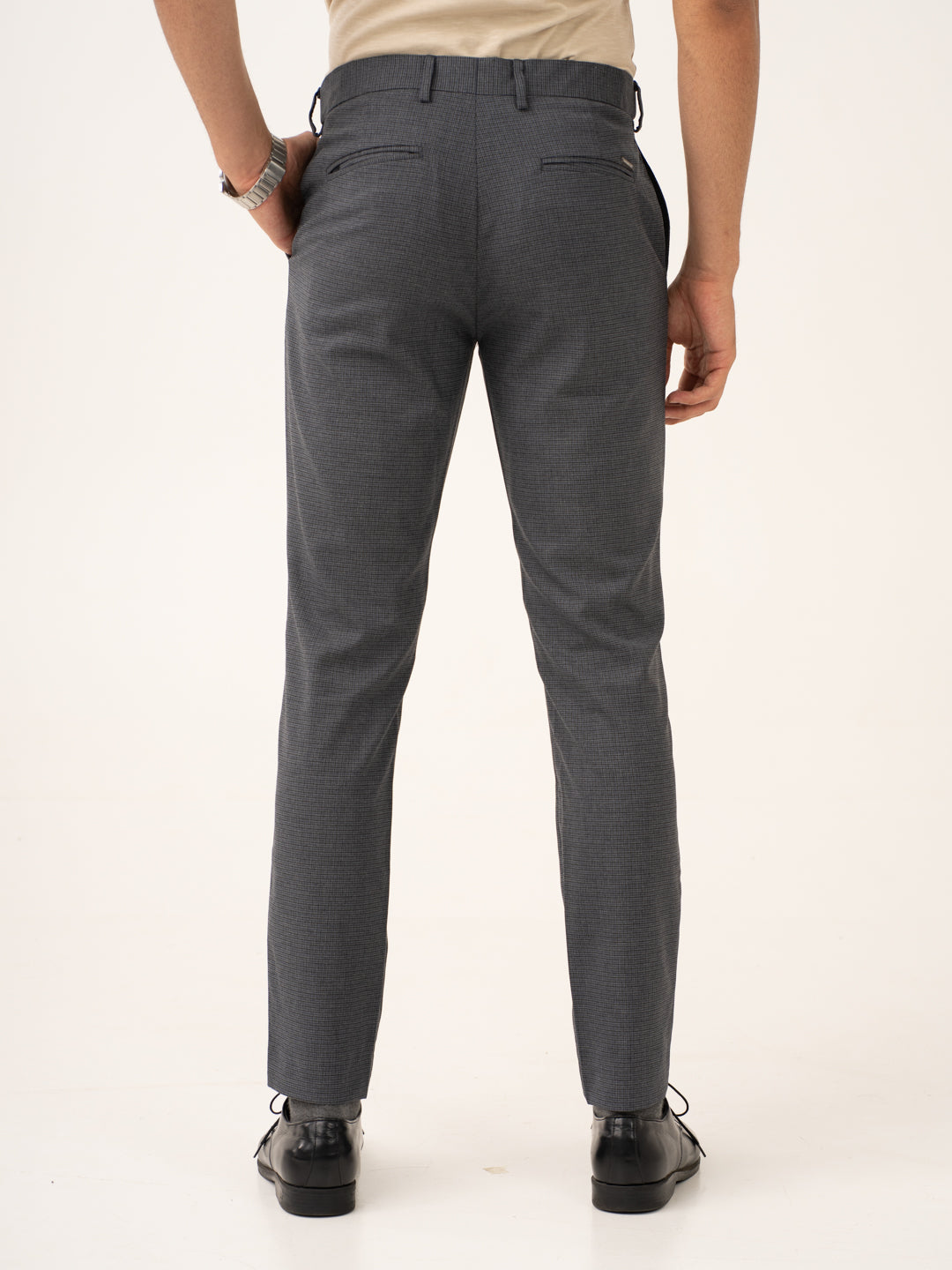 Titan Grey Houndstooth Stretch Formal Pants