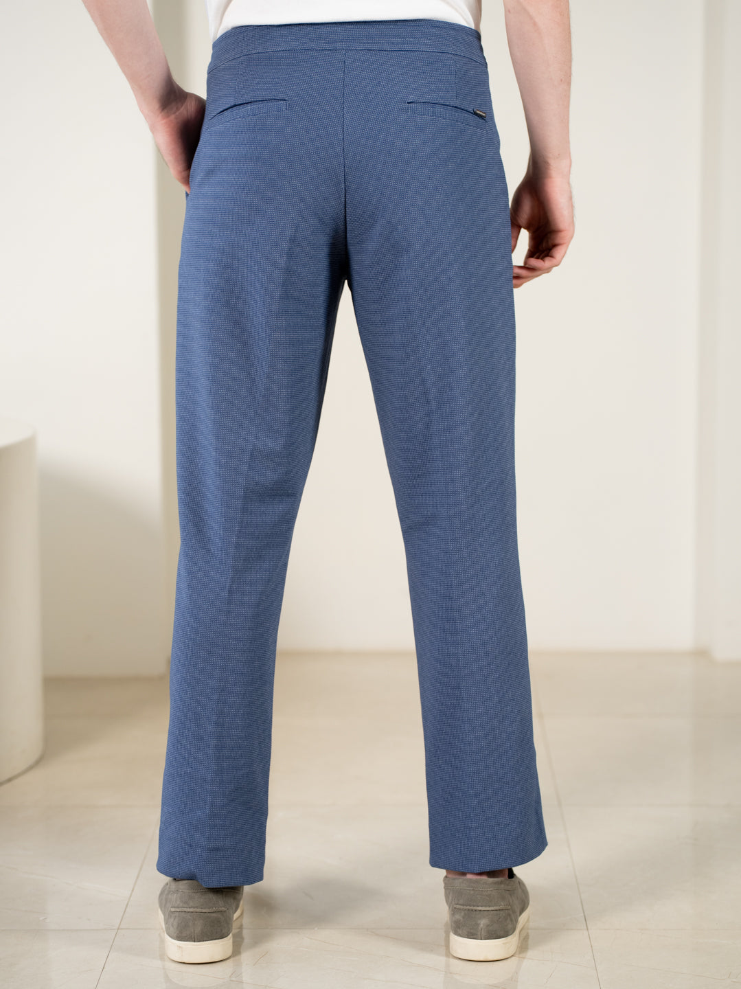 Kai Blue Relaxed Fit Power Stretch Korean Pintuck Pants