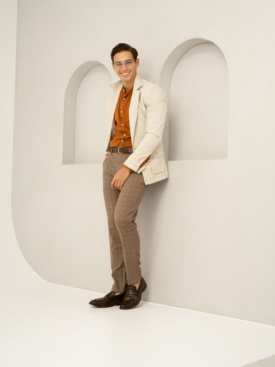 Maple Brown Checks Formal Pants