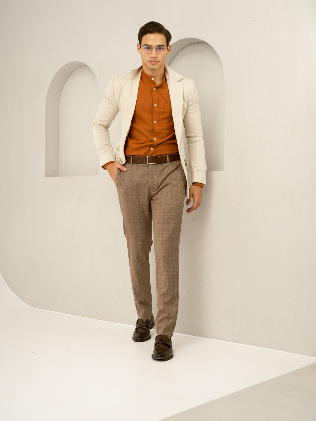 Maple Brown Checks Formal Pants