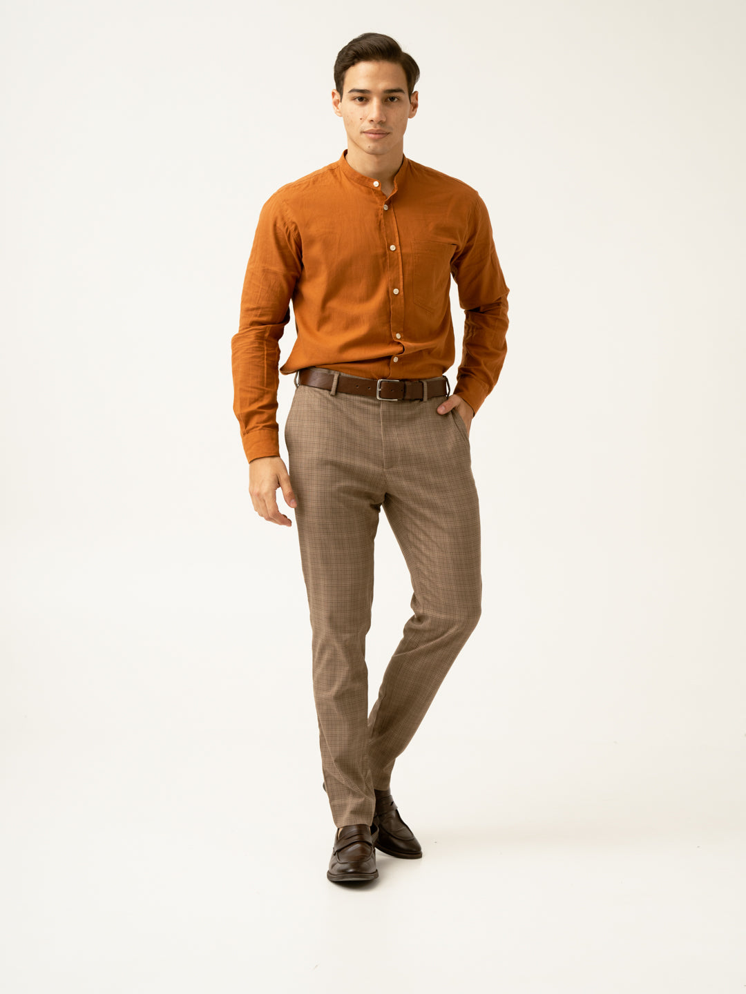 Maple Brown Checks Formal Pants