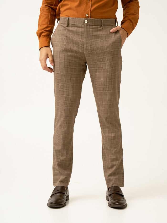 Maple Brown Checks Formal Pants