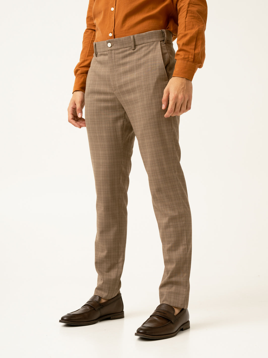 Maple Brown Checks Formal Pants