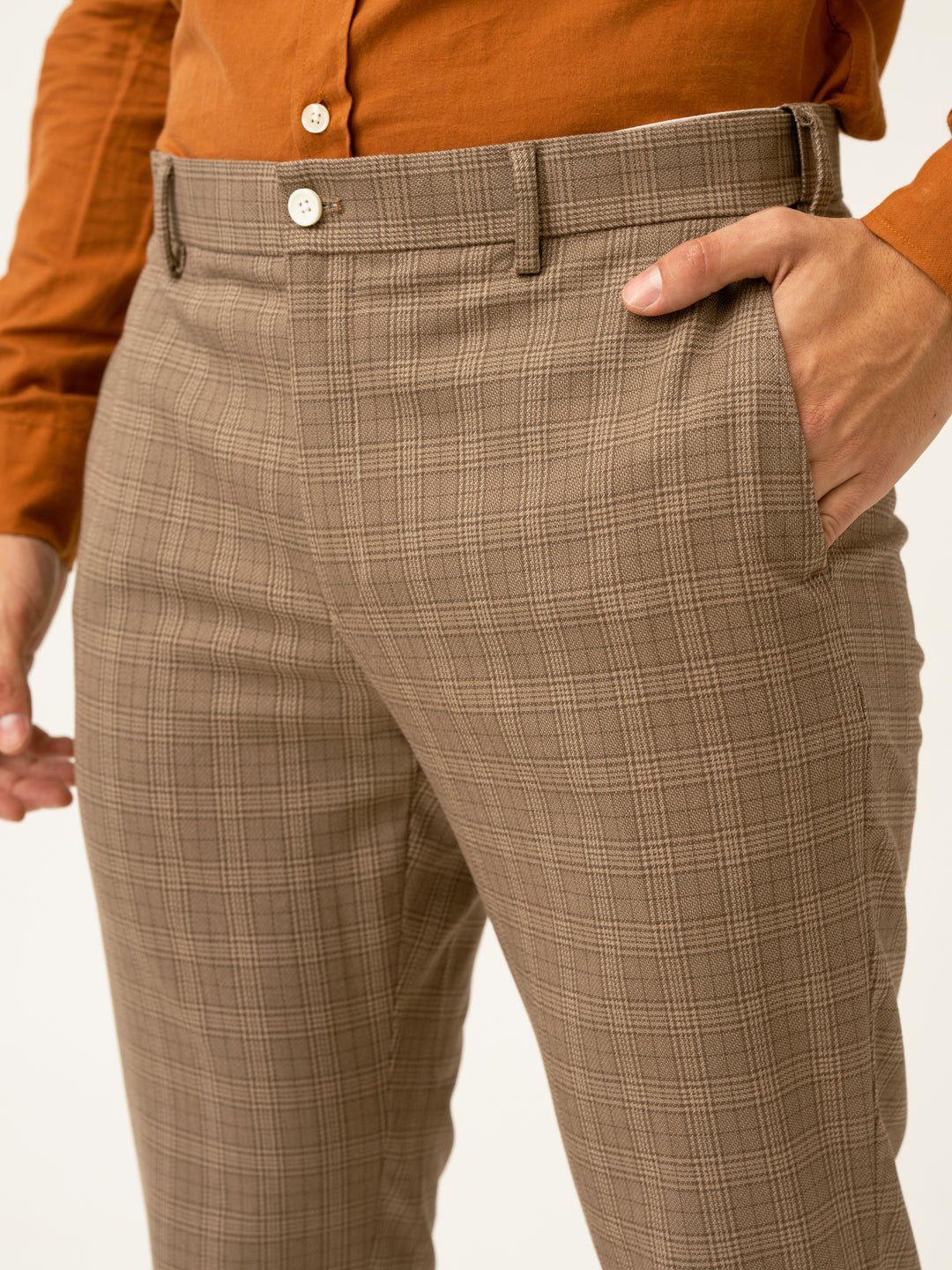 Maple Brown Checks Formal Pants