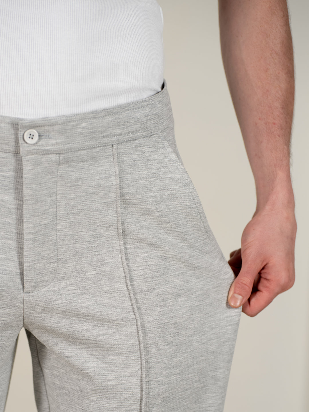 Aurest Grey Relaxed Fit Power Stretch Korean Pintuck Pants