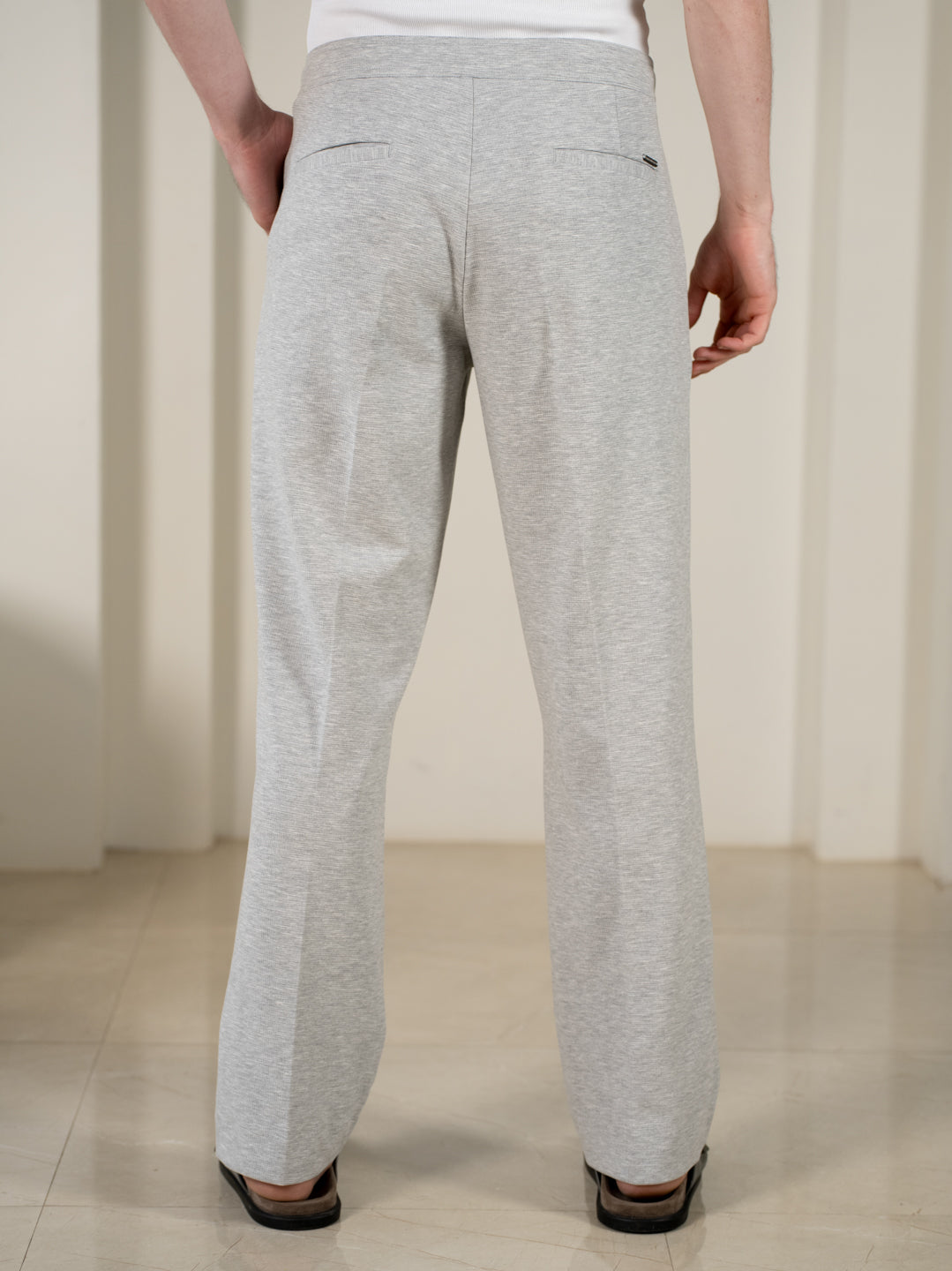 Aurest Grey Relaxed Fit Power Stretch Korean Pintuck Pants