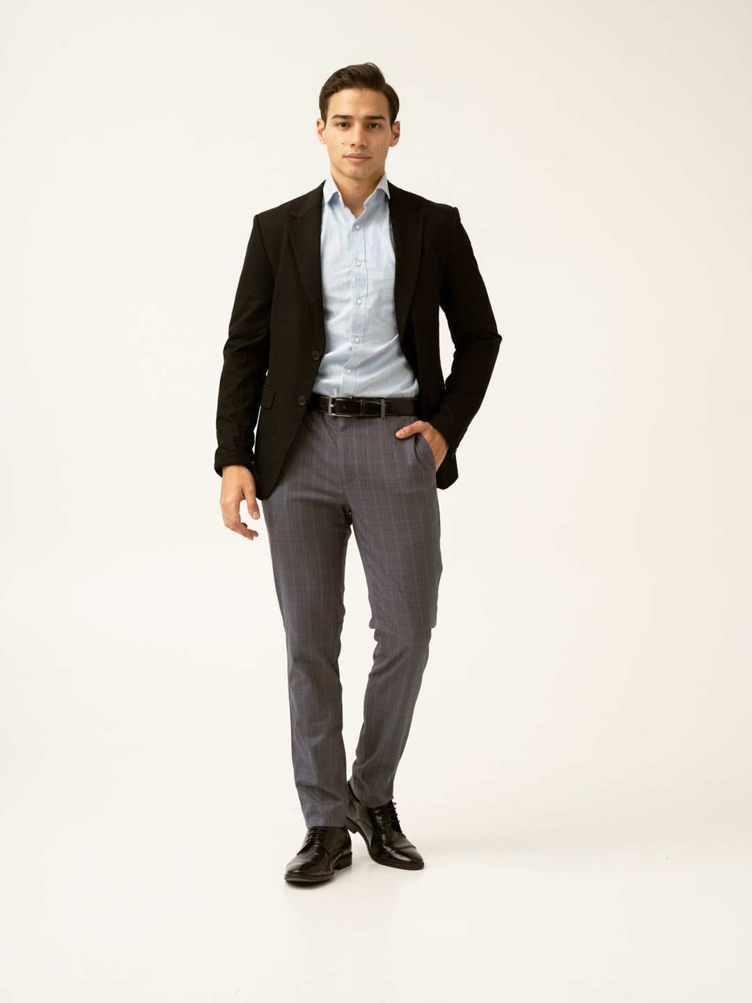 Whisper Grey Checks Formal Pants