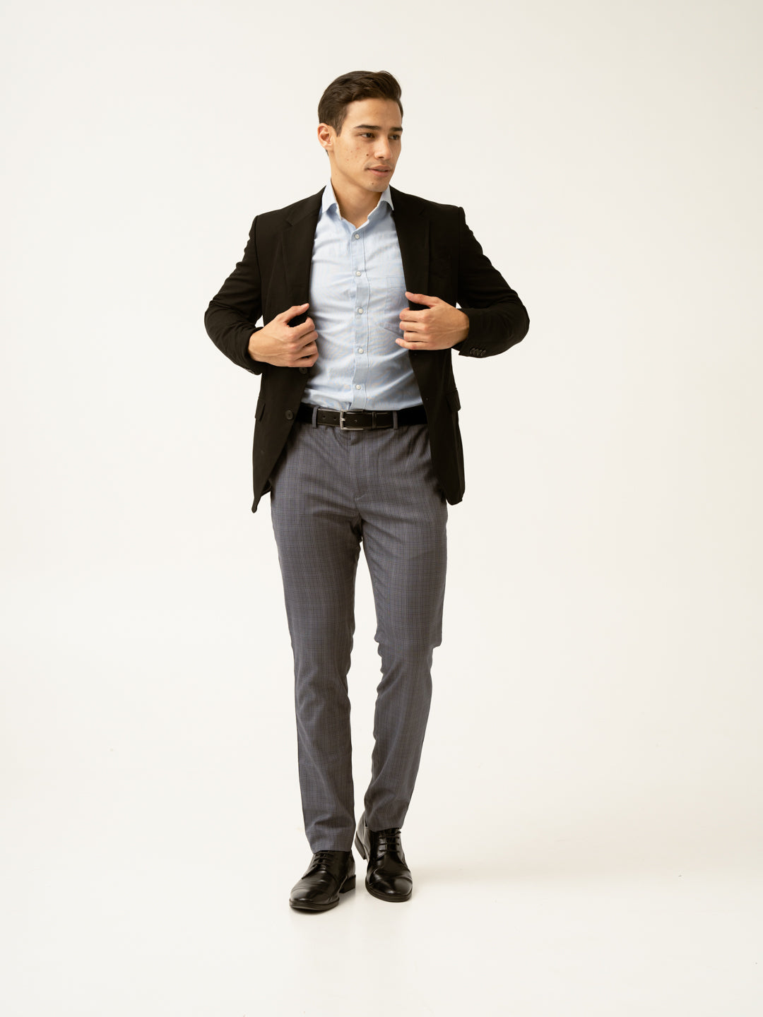 Whisper Grey Checks Formal Pants