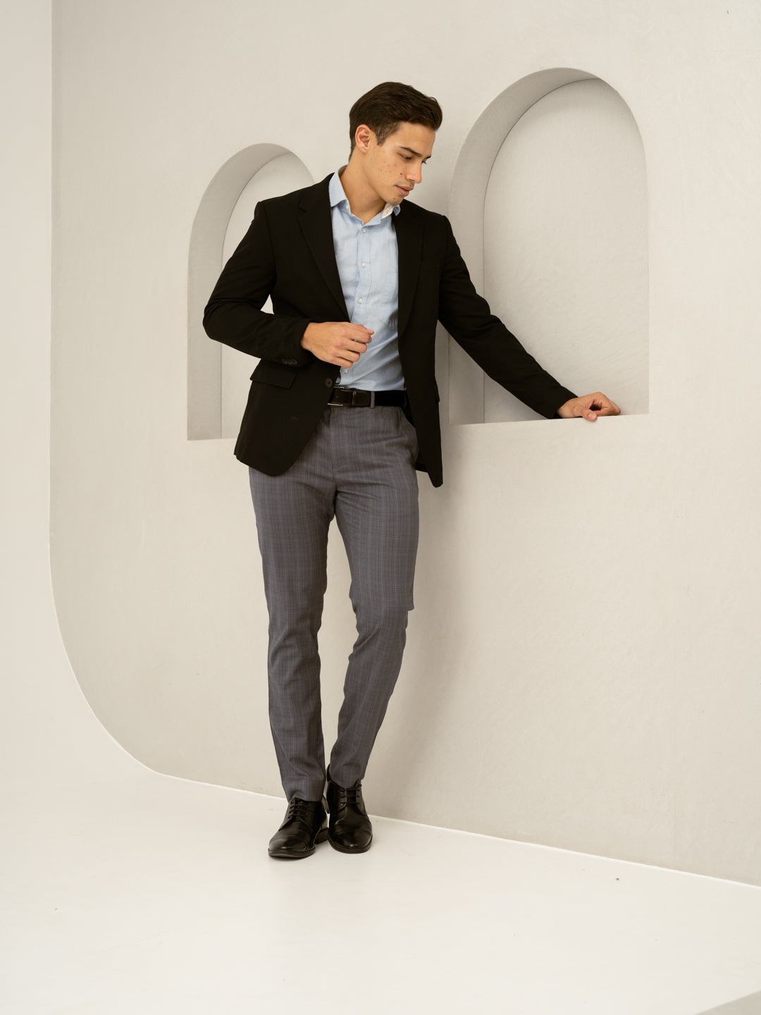 Whisper Grey Checks Formal Pants