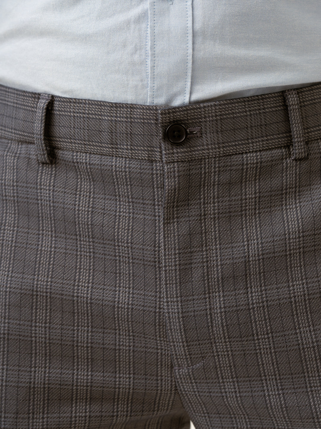 Whisper Grey Checks Formal Pants