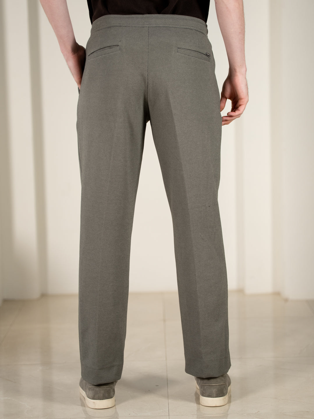 Viren Green Relaxed Fit Power Stretch Korean Pintuck Pants