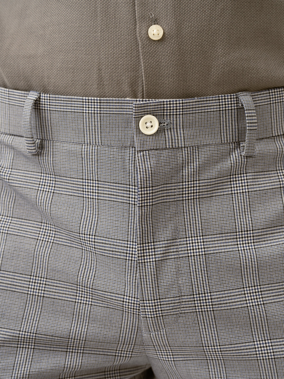 Blue Black Houndstooth Checks Formal Pants