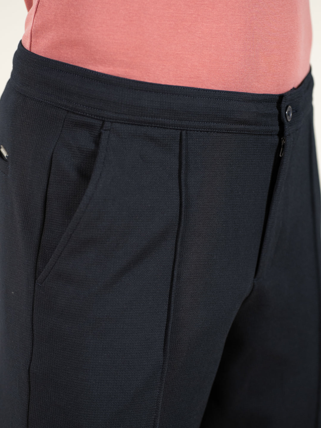 Brooke Navy Relaxed Fit Power Stretch Korean Pintuck Pants