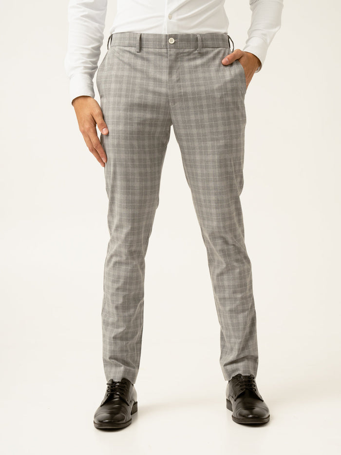 Siberian Grey Checks Formal Pants