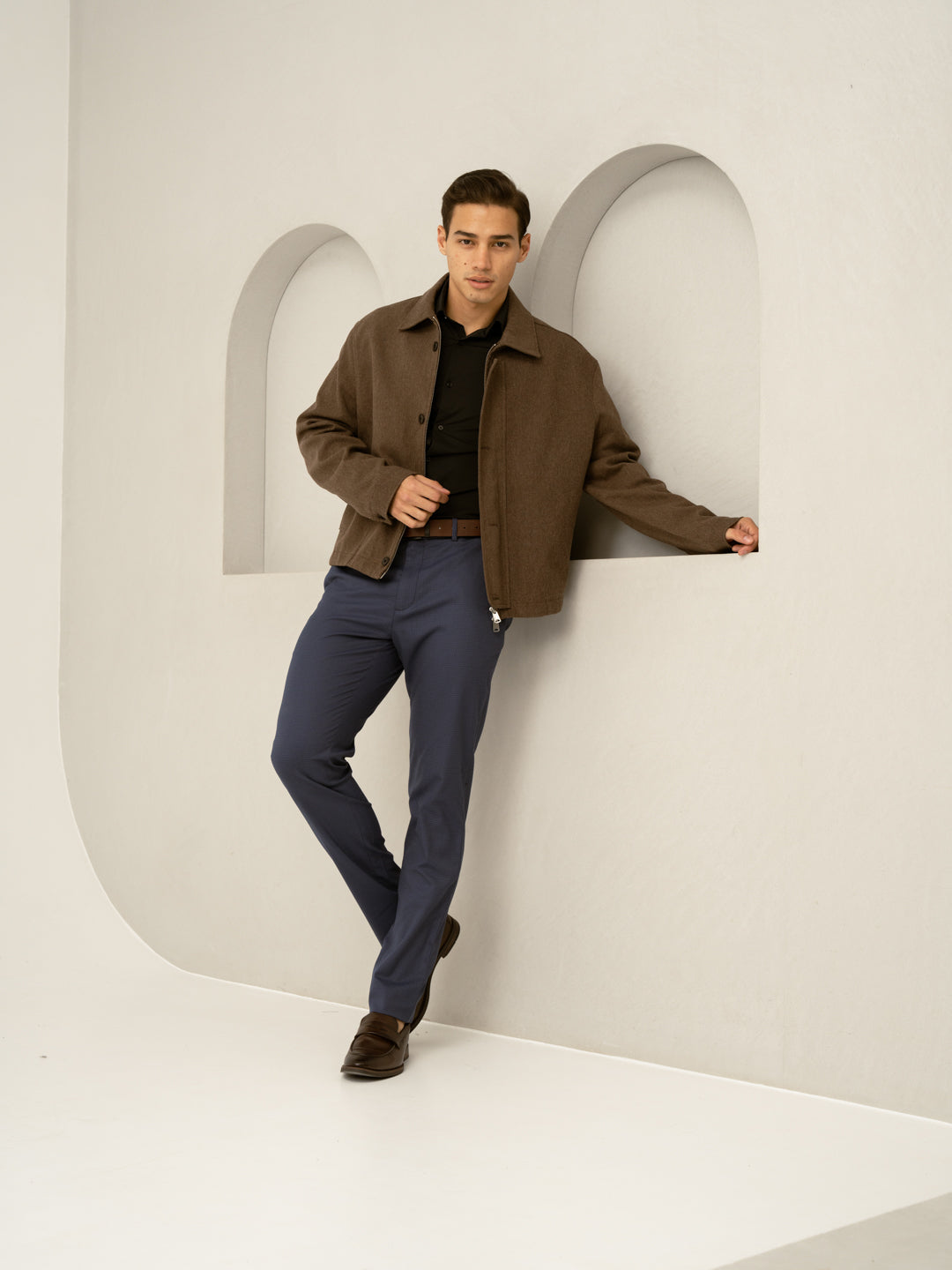 Osaka Navy Textured Formal Pants