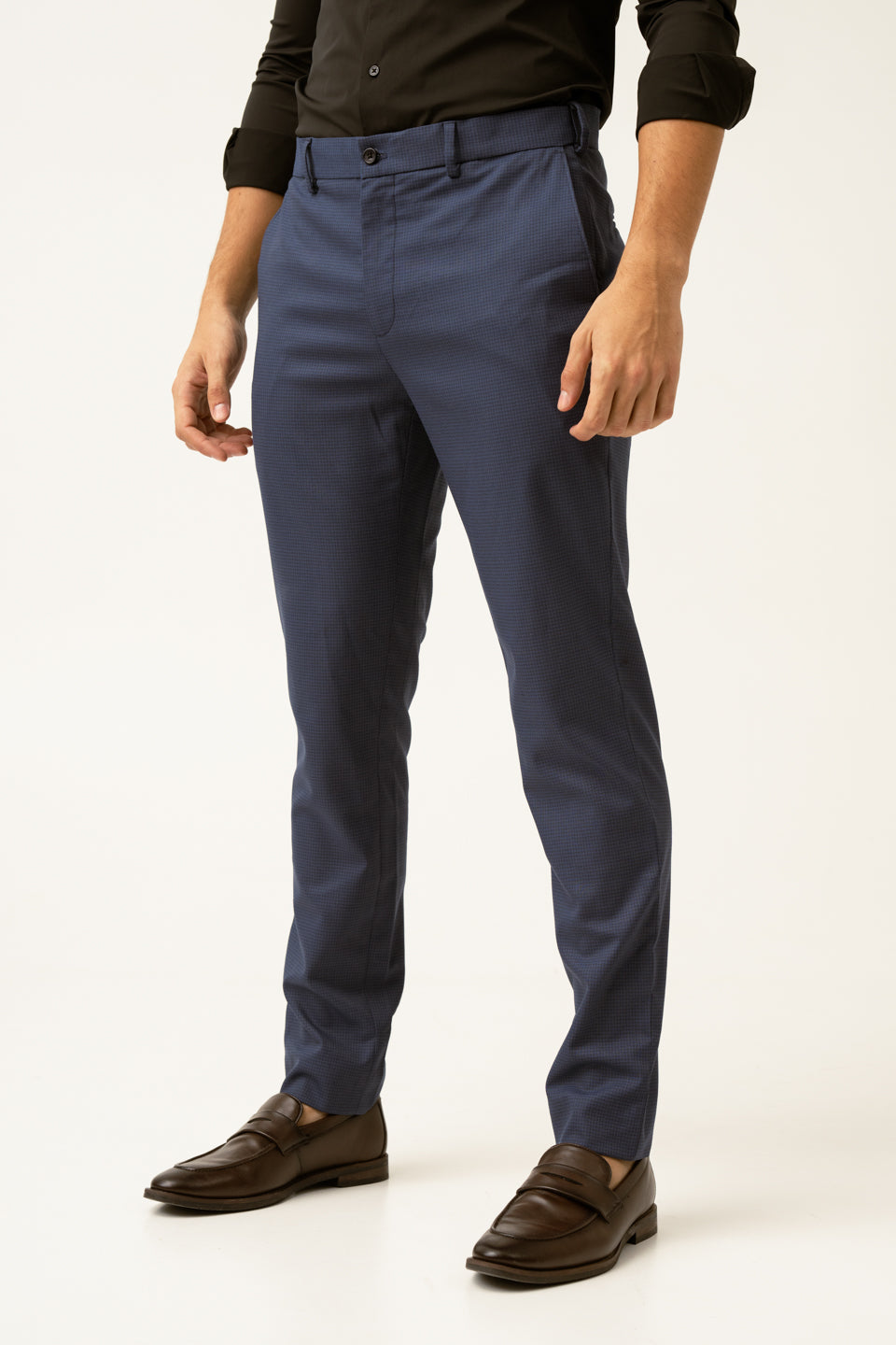 Osaka Navy Textured Formal Pants