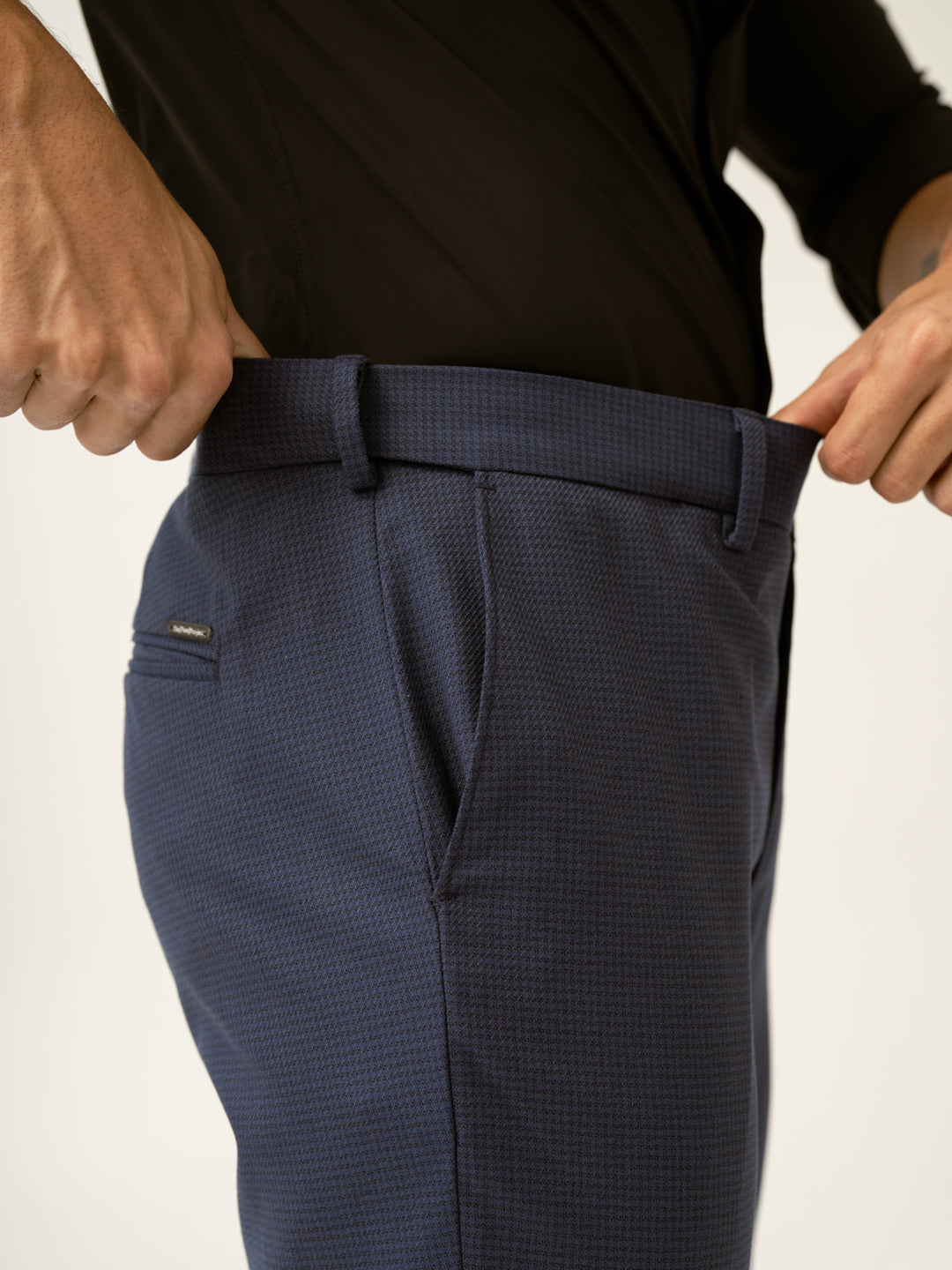 Osaka Navy Textured Formal Pants