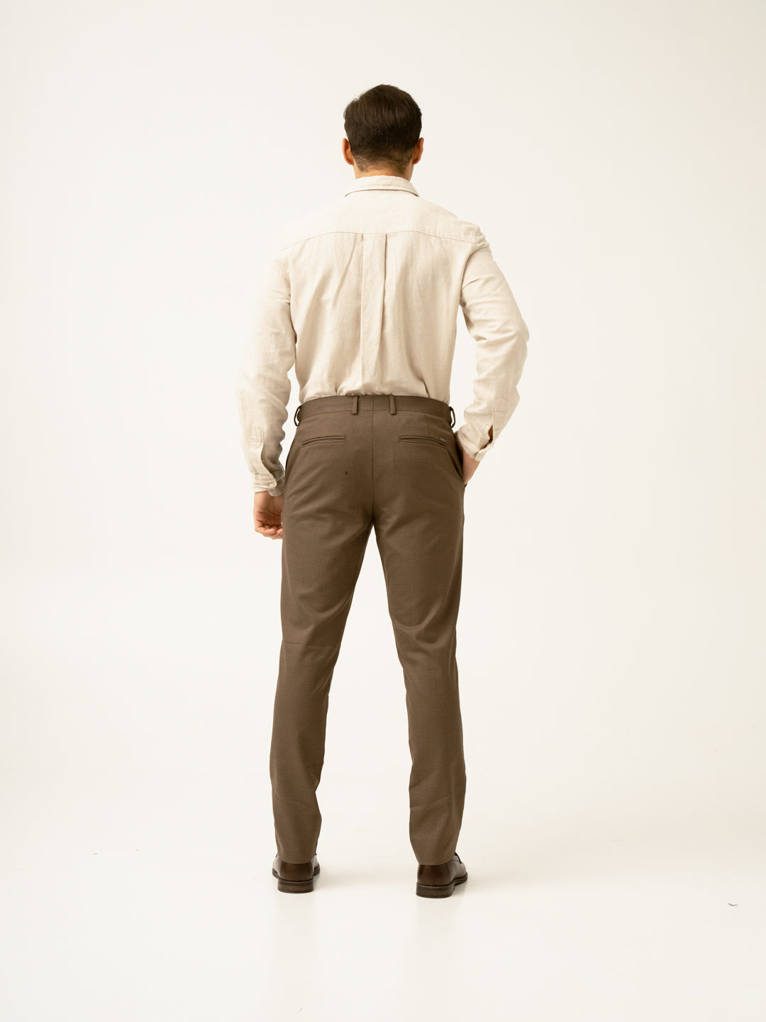 Acon Brown Textured Formal Pants