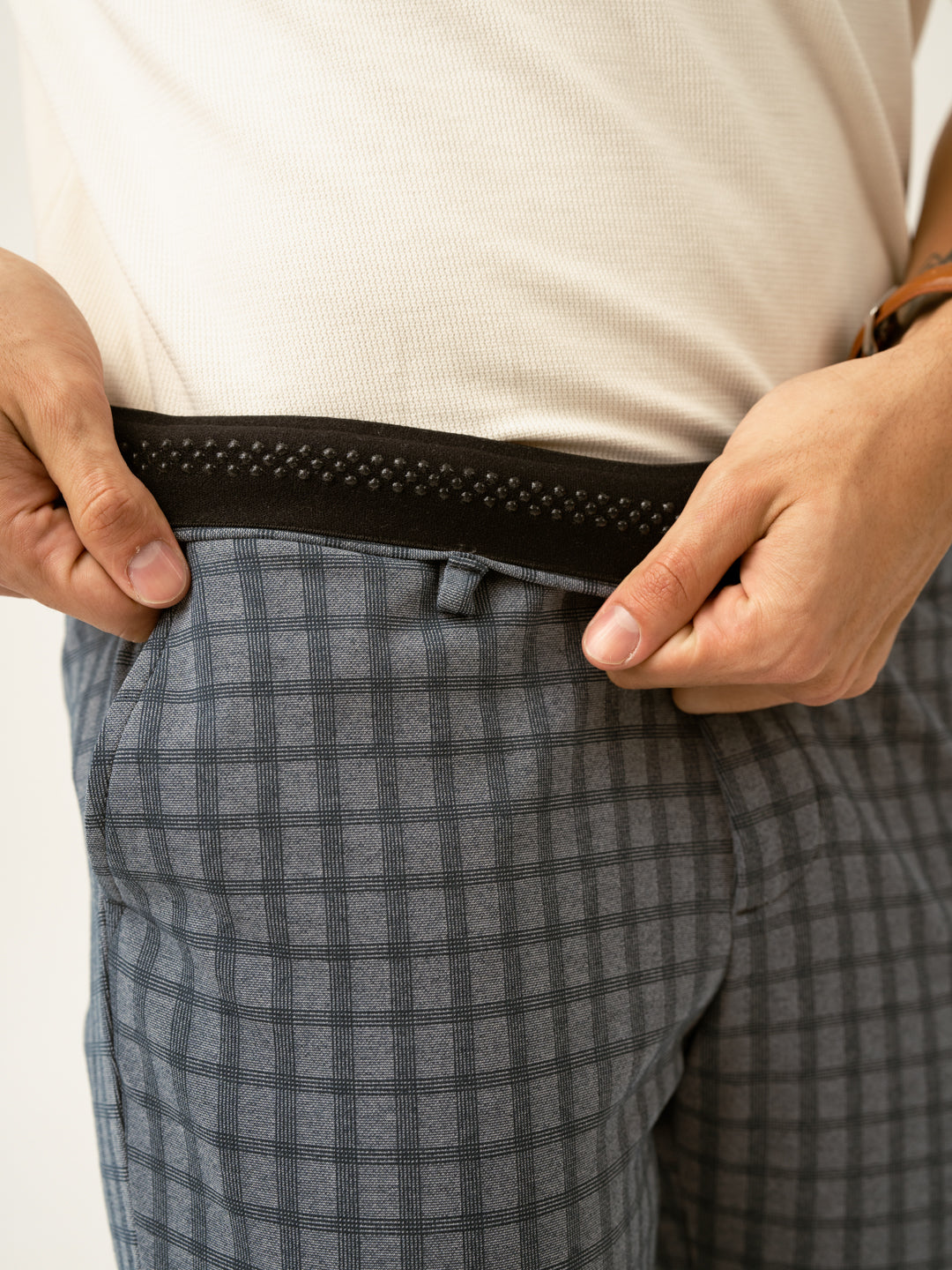 Teal Blue Window Checks Power-Stretch Pants