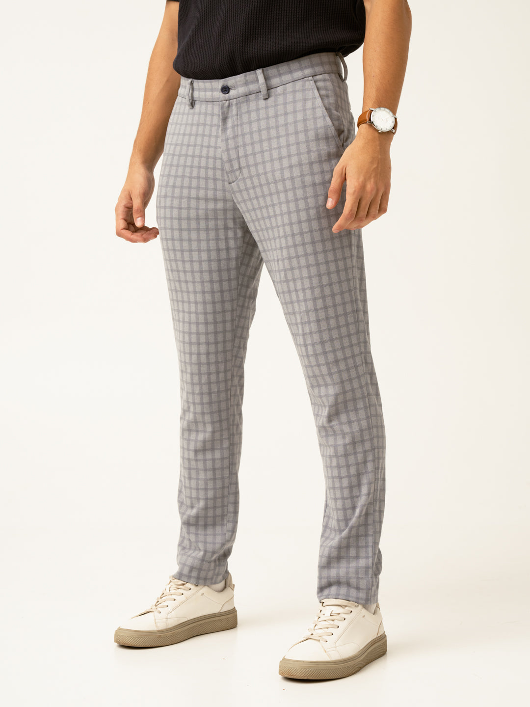 Crane Grey Window Checks Power-Stretch Pants