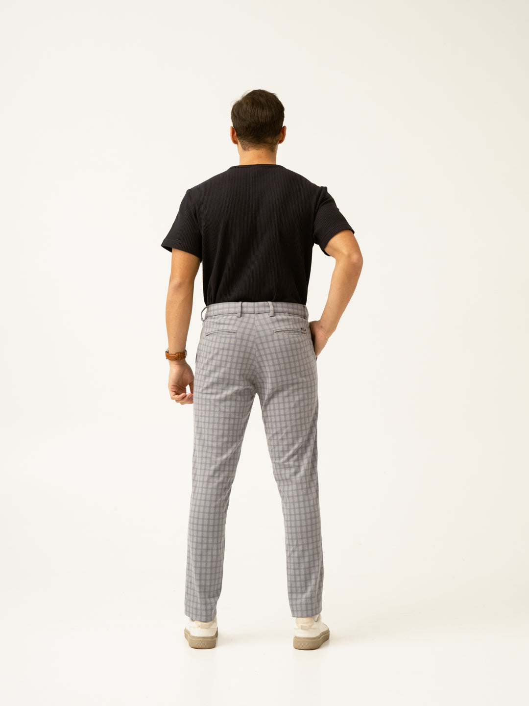 Crane Grey Window Checks Power-Stretch Pants