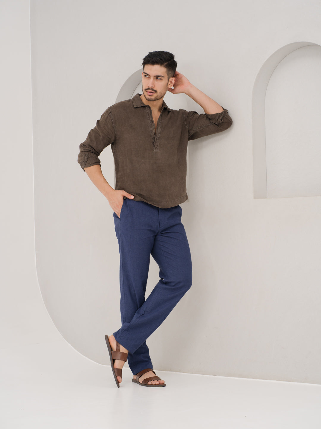 Havenloop Navy Linen Sorona Pants