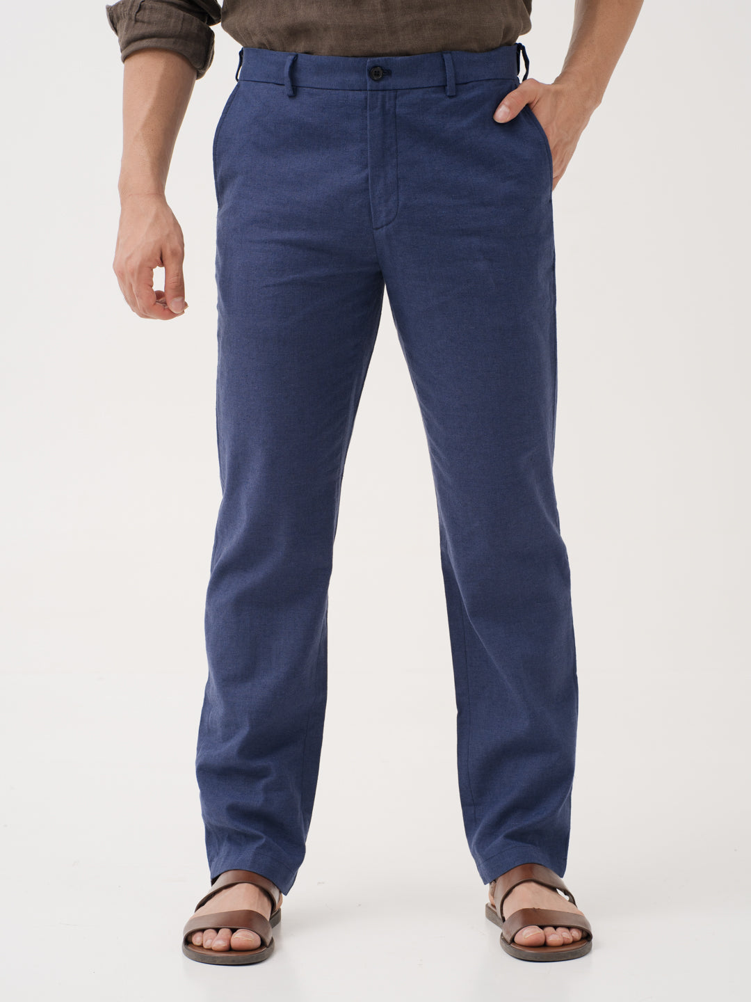 Havenloop Navy Linen Sorona Pants