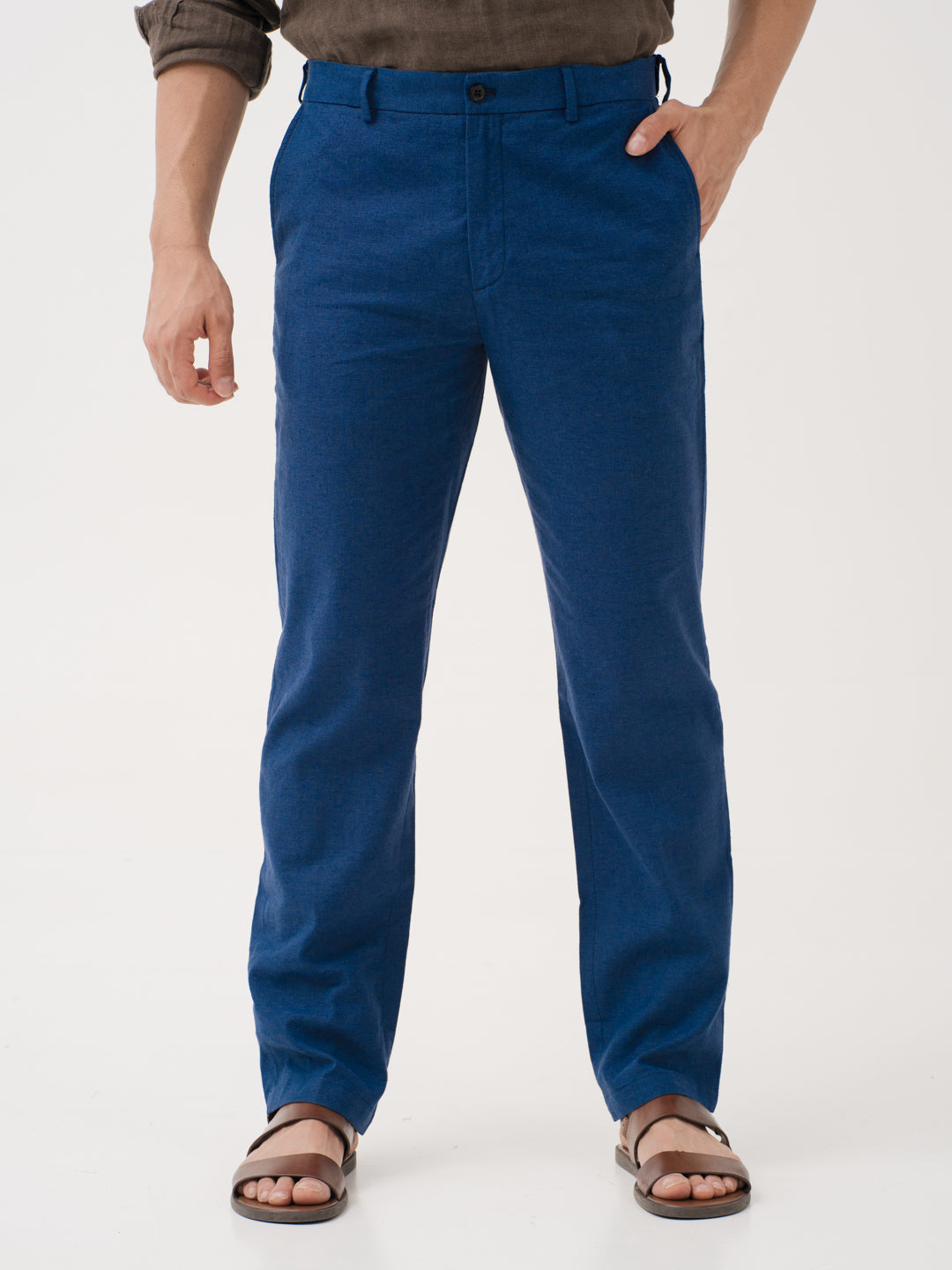 Aqualon Blue 100% Linen Pants