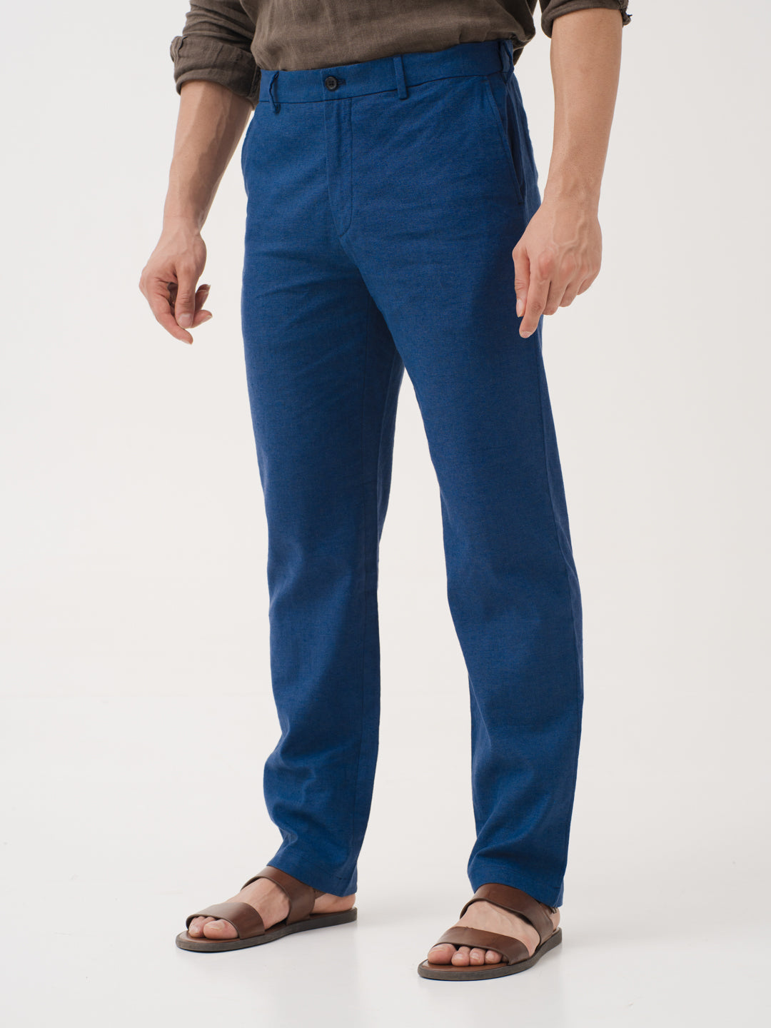 Aqualon Blue 100% Linen Pants