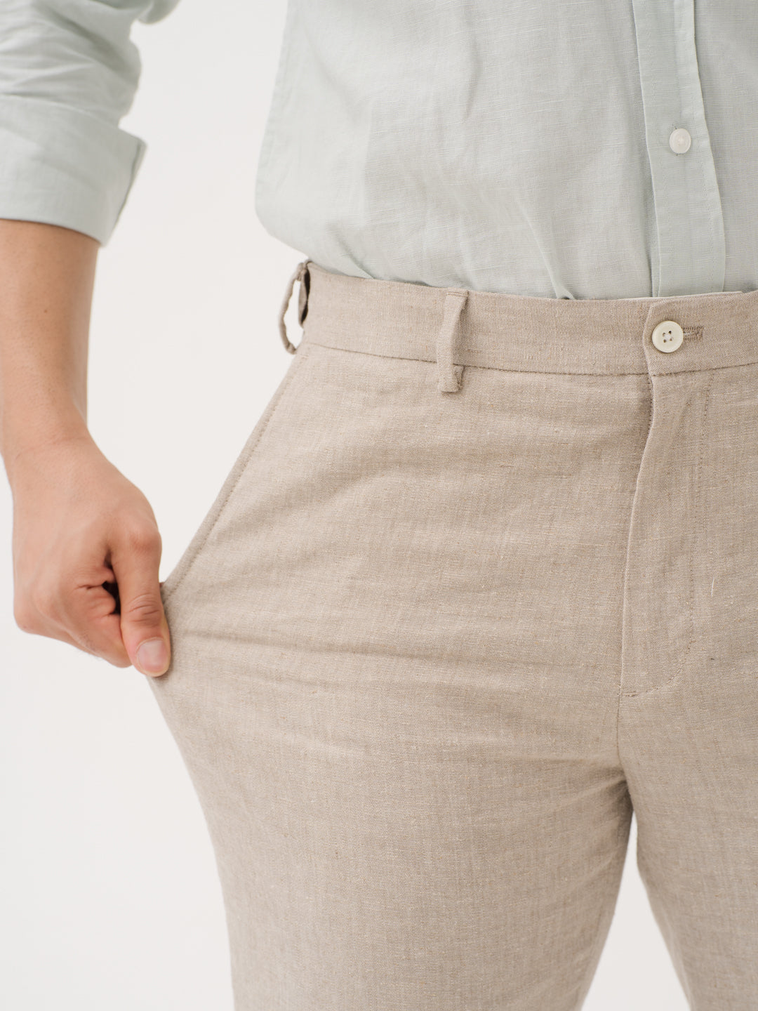 Leaflight Beige Linen Sorona Pants