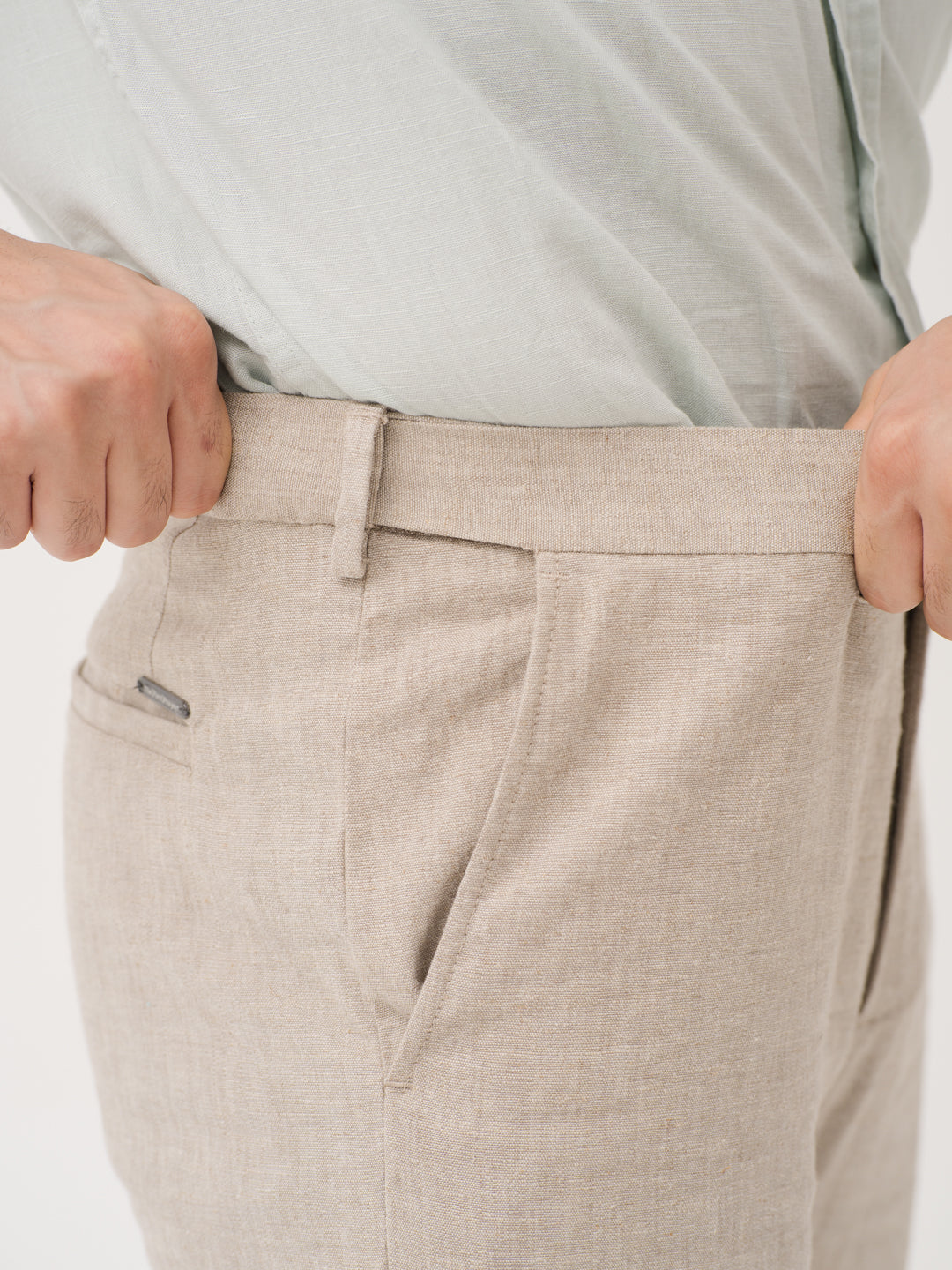 Leaflight Beige Linen Sorona Pants
