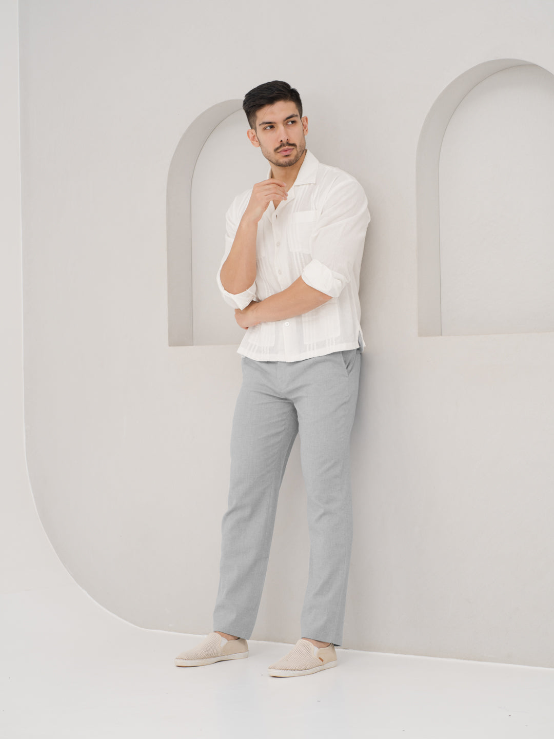 Froselle Grey Linen Sorona Pants