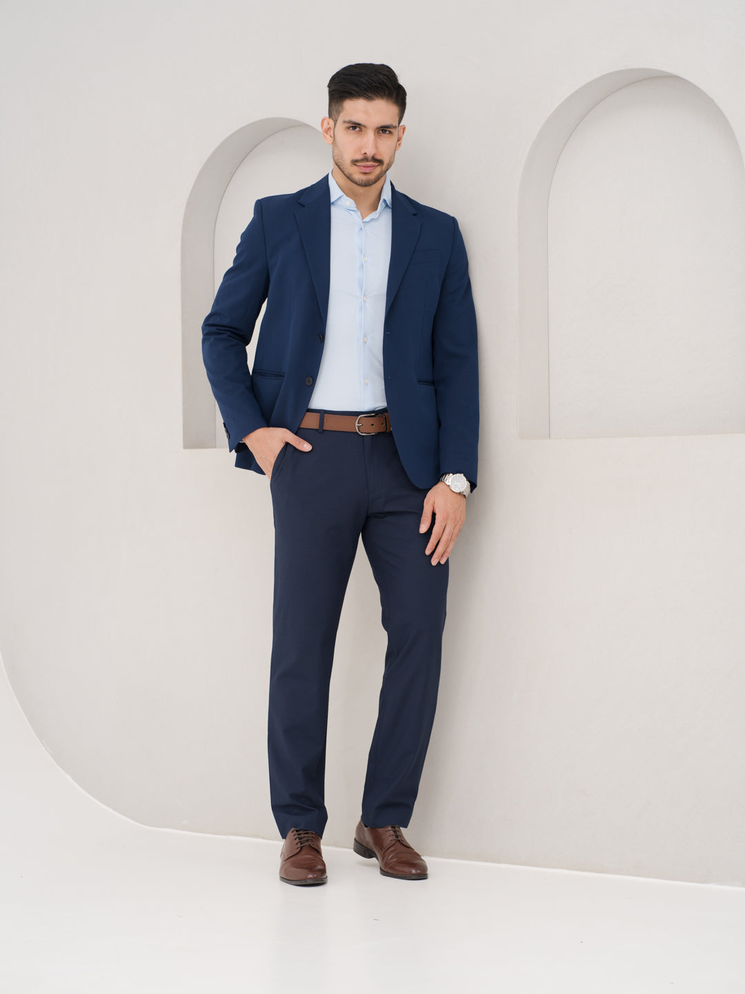 Daily Navy Relaxed Fit Stretch Formal Pants