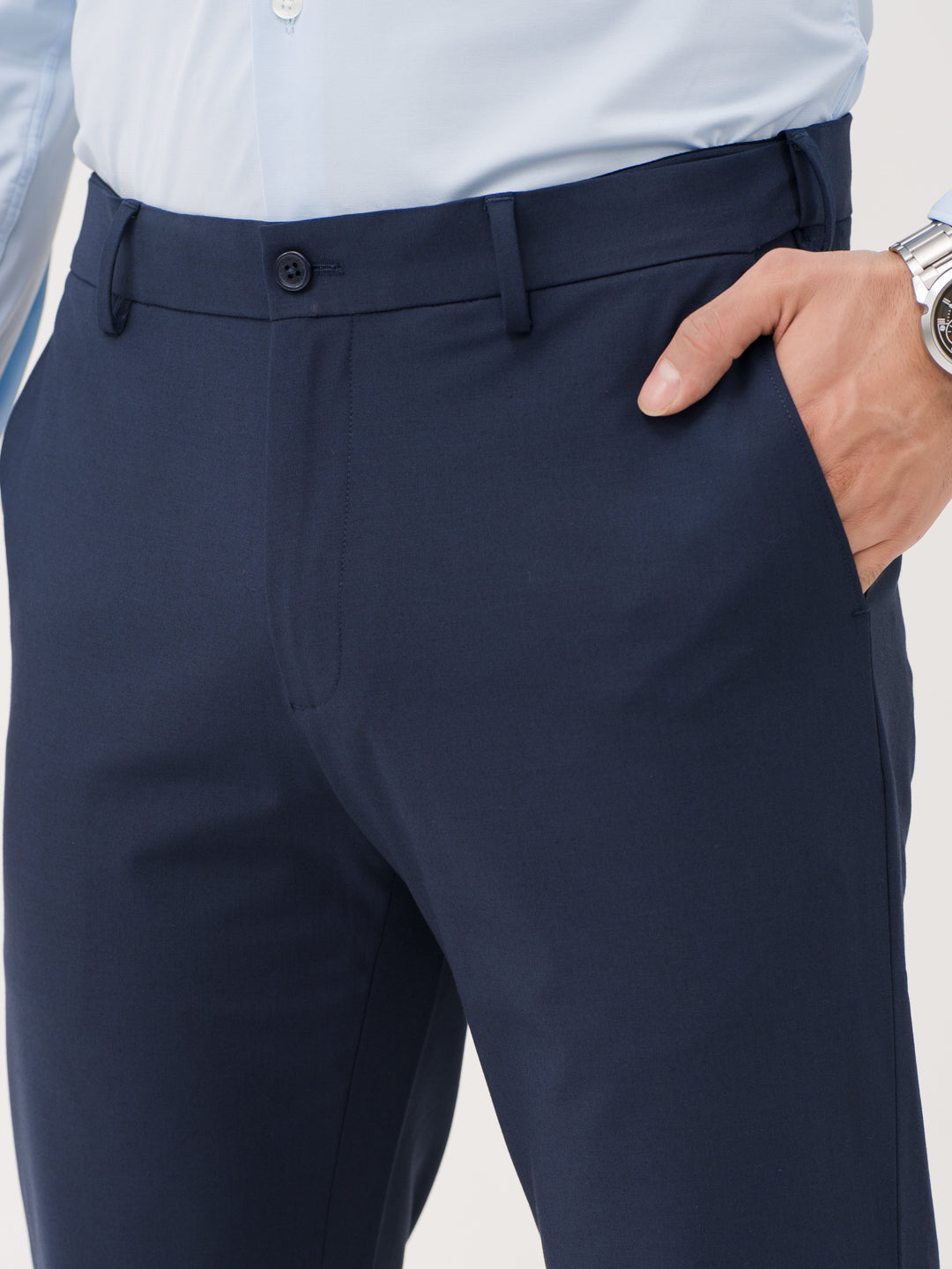Daily Navy Relaxed Fit Stretch Formal Pants