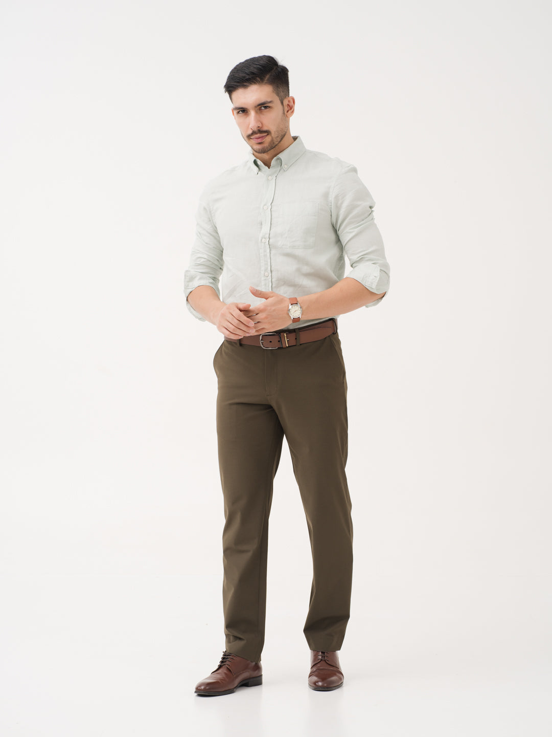 Always Olive Relaxed Fit Stretch Formal Pants