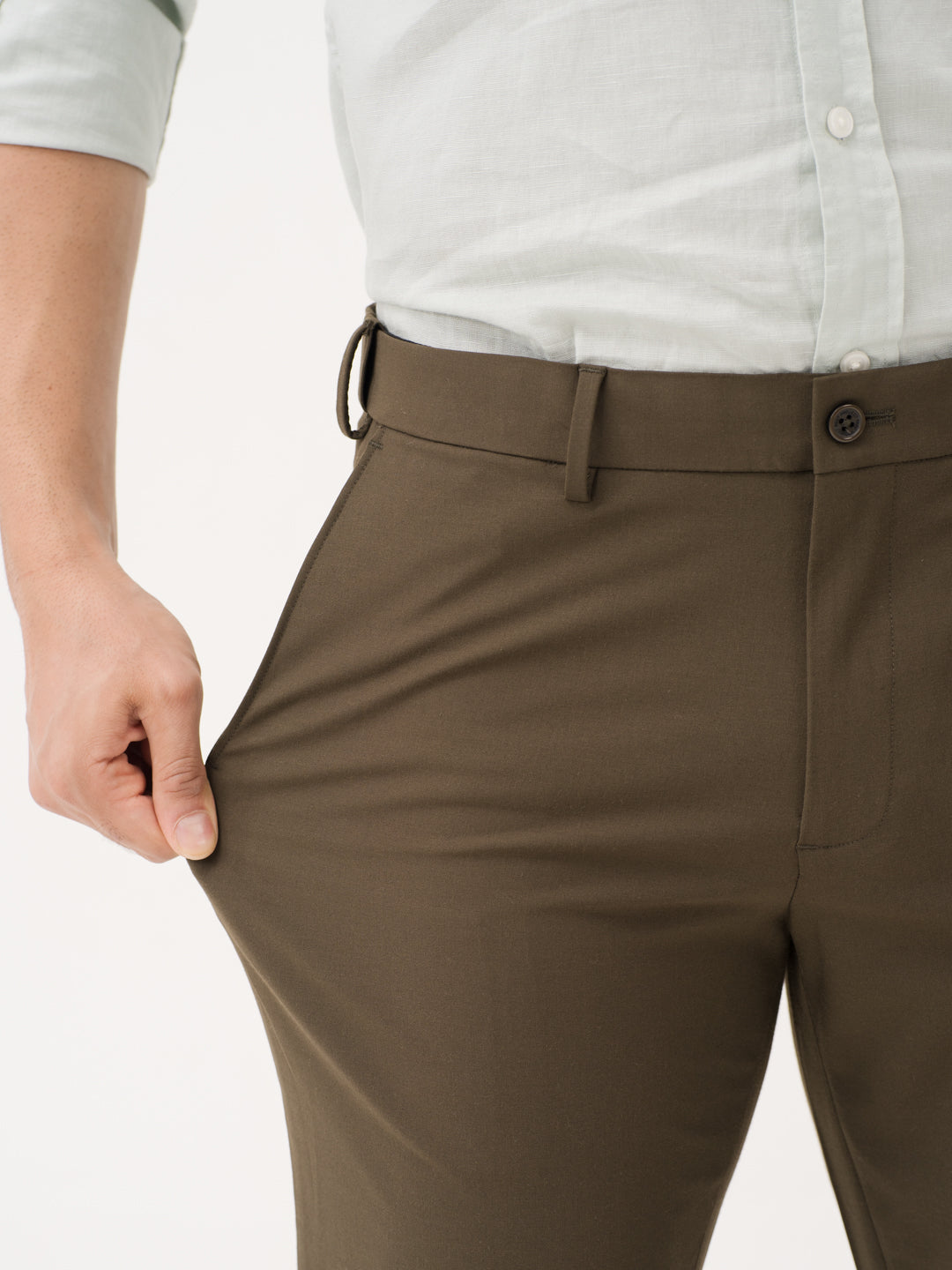 Always Olive Relaxed Fit Stretch Formal Pants