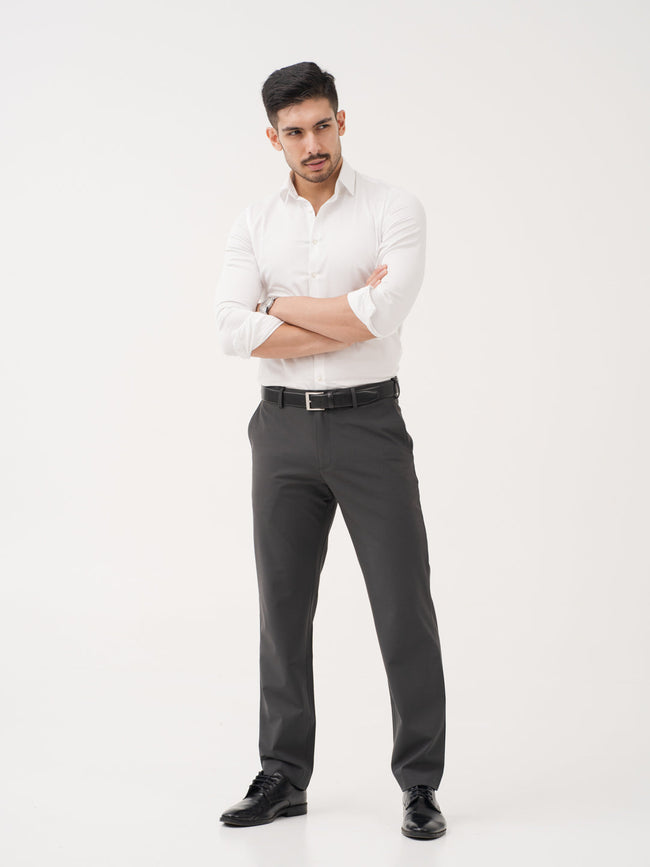 Timeless Grey Relaxed Fit Stretch Formal Pants