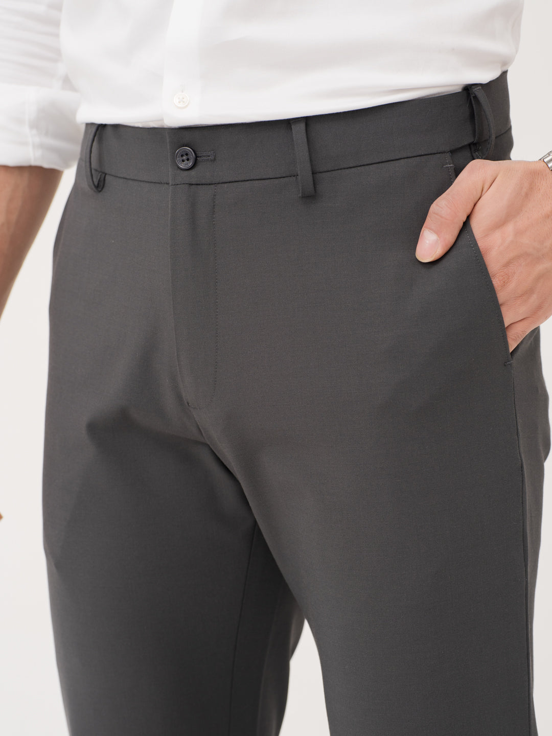 Timeless Grey Relaxed Fit Stretch Formal Pants