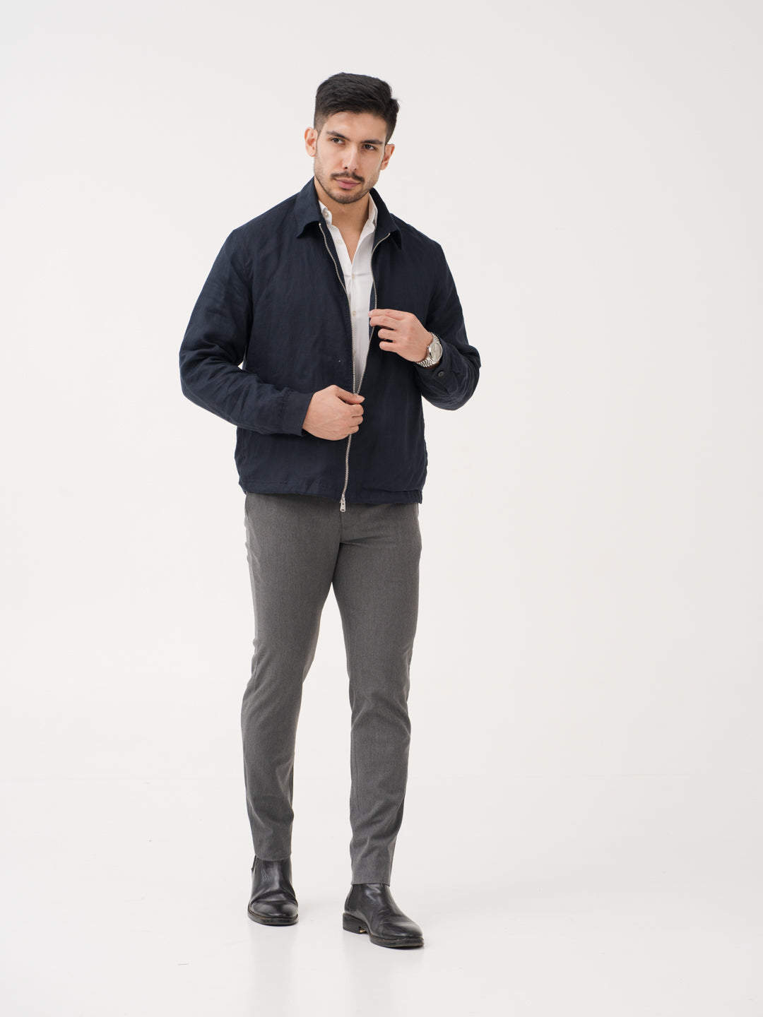 Noir Grey Twill Luxury Stretch Pants