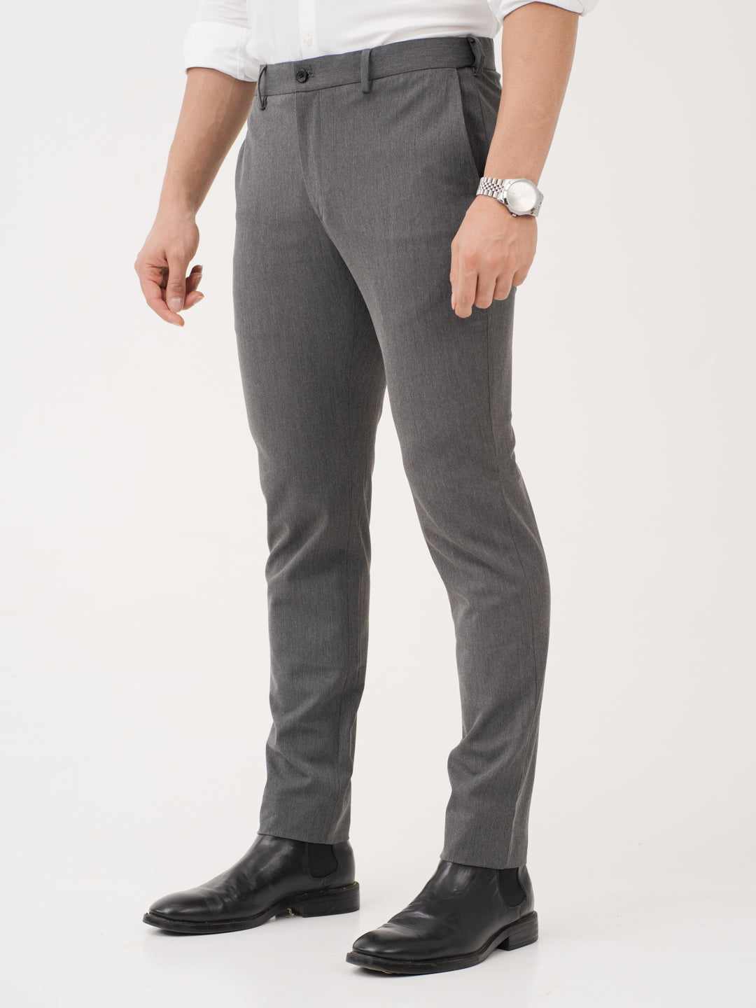 Noir Grey Twill Luxury Stretch Pants