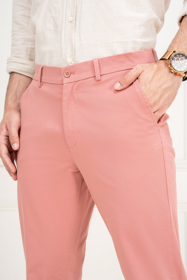 Dive Pink Slim Fit Stretch Chinos