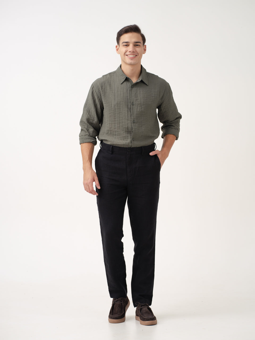 Rich Black 100% Linen Pants