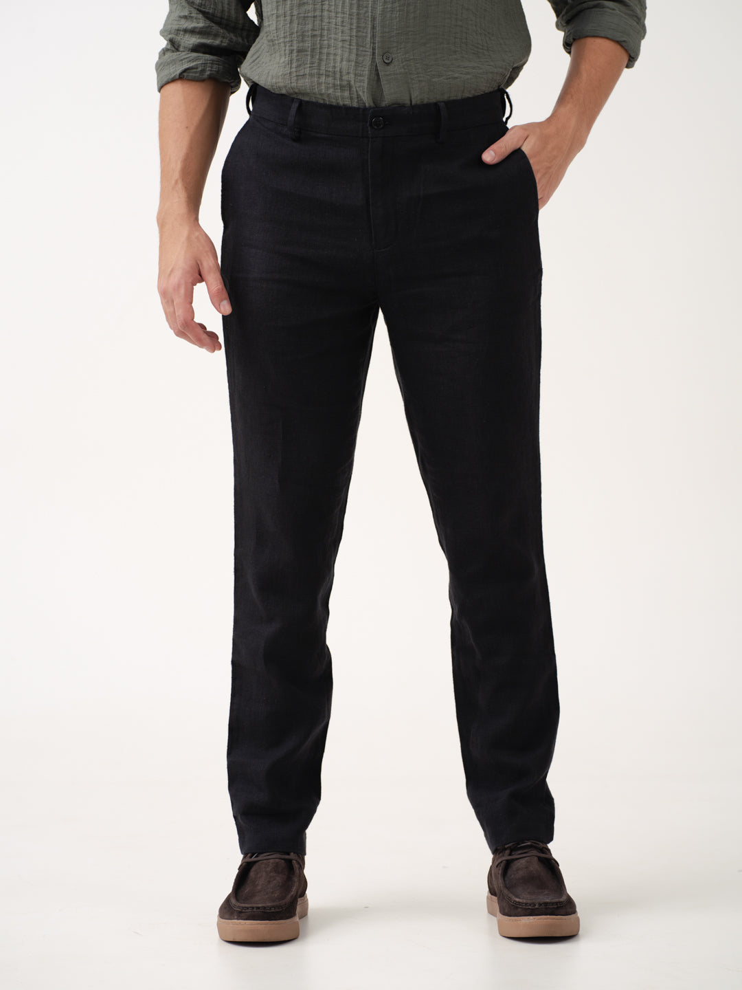 Rich Black 100% Linen Pants