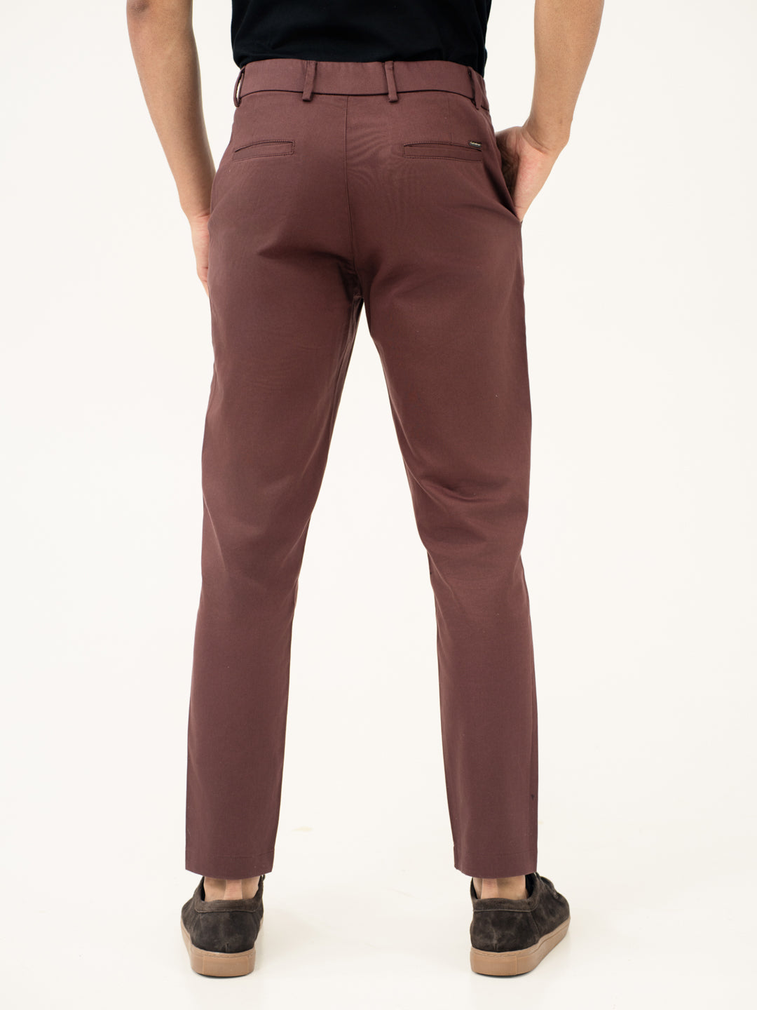 Nodrip Brown Slim Fit Stretch Chinos